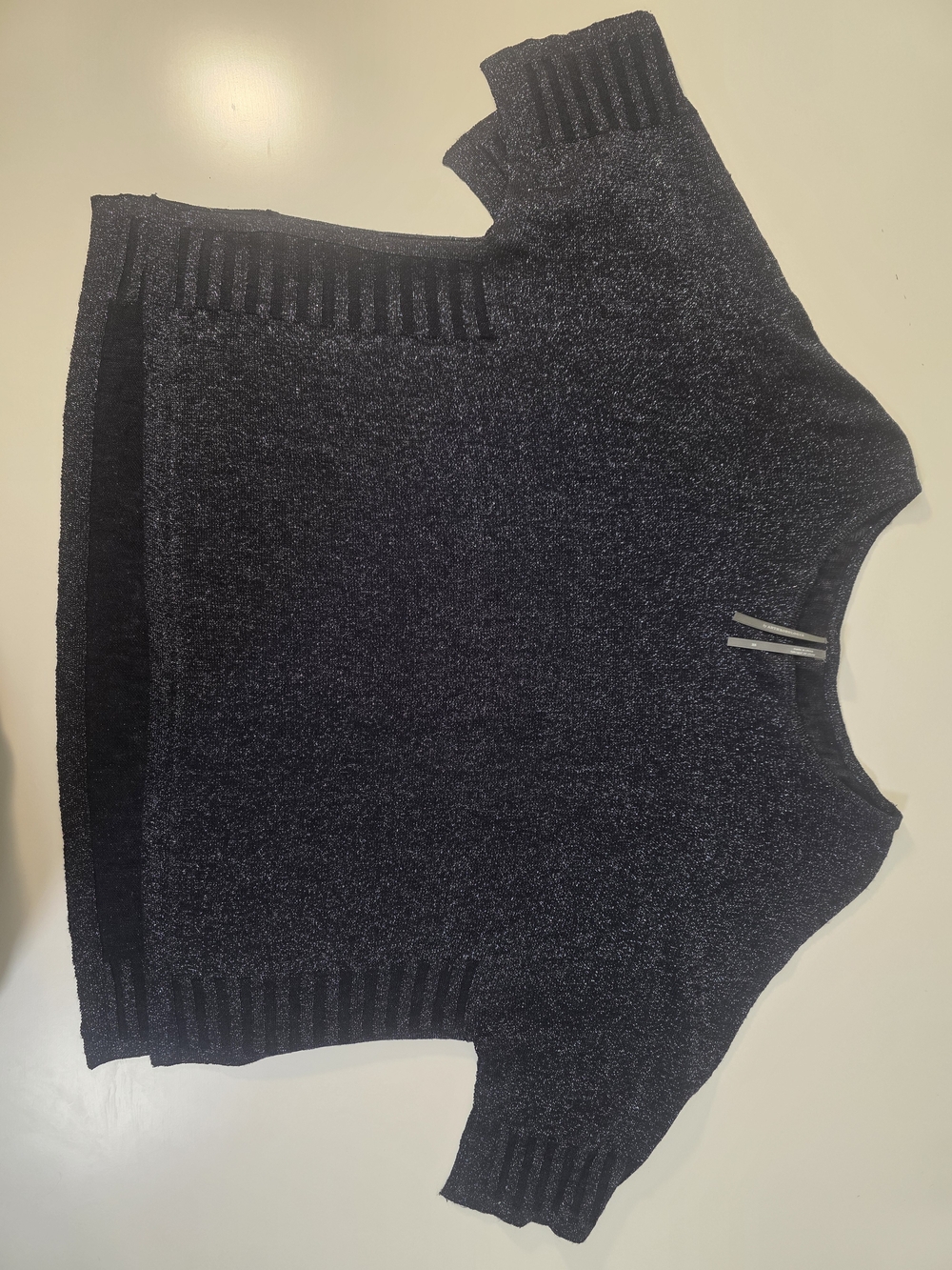 Anthropologie Metallic Knit Crewneck Sweater - Navy Size XS